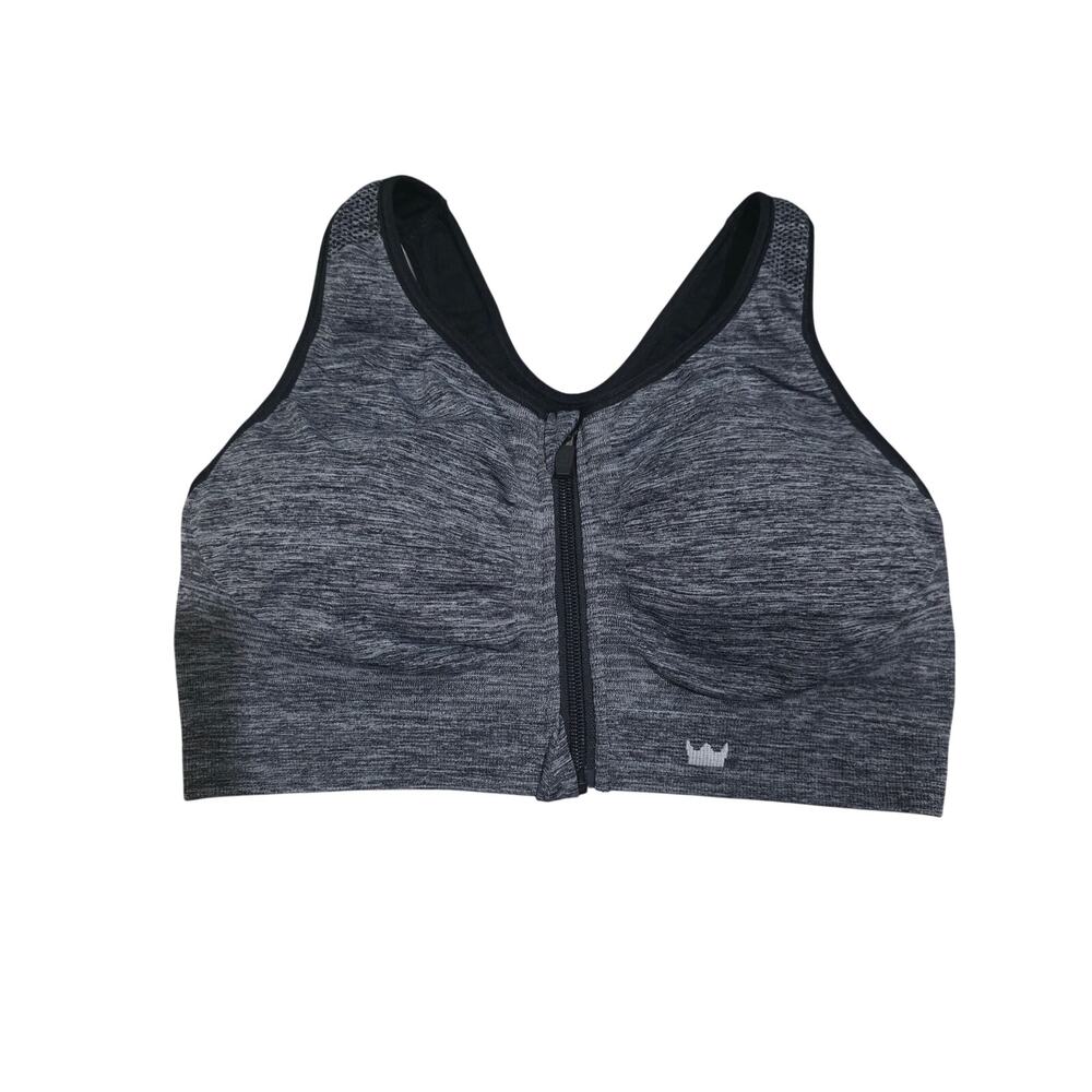 SHEFIT 1 Luxe Bra Front Zip Padded‎ Wireless Gray Womens Workout Comfort